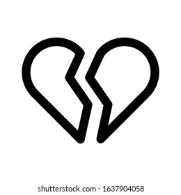 Heart Broken Minimalist Simple Flat Lineart Icon