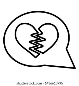 heart broken romance talk bubble vector illustration