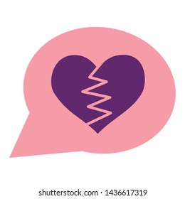 heart broken romance talk bubble vector illustration