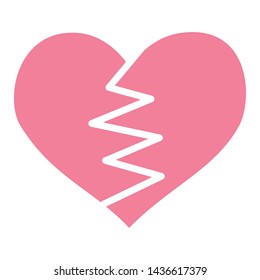 heart broken romance white background vector illustration