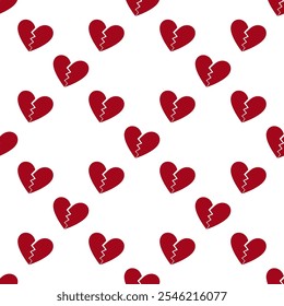 Heart Broken vector creative cute geometric seamless pattern - breakup concept background