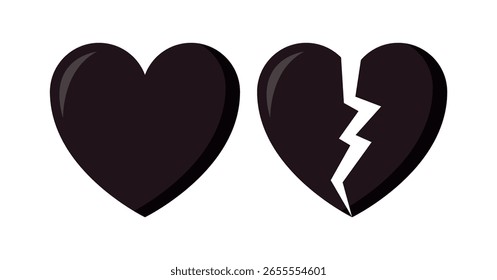 Heart And Broken Vector on White Background