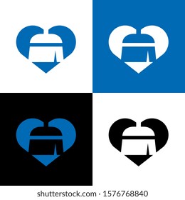 Heart and broom logo design template elements - Vector