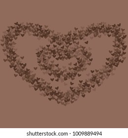 Heart brown background isolated which consists of isolated elements. Modern style with beautiful elements in heart brown background. Can be used as print, wallpaper, cards, logo, background