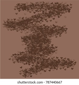 Heart brown background isolated which consists of isolated elements. Modern style with beautiful elements in heart brown background.  Can be used as print, wallpaper, cards, logo, background 