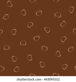 Heart brown seamless pattern. Fashion graphic background design. Modern stylish abstract texture. Monochrome template for prints, textiles, wrapping, wallpaper, website etc. VECTOR illustration