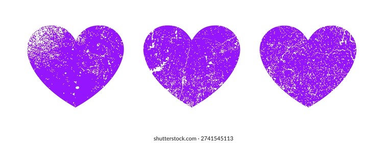 Heart brush grunge paint texture lilac love background. Hand drawn grunge heart stamp.