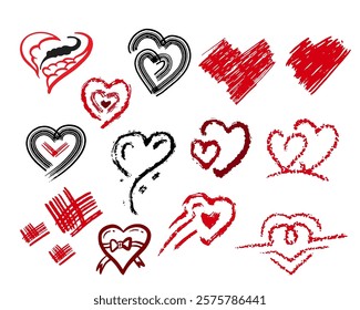 heart brush set style love valentine day illustration