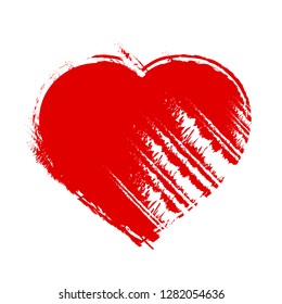 Heart brush vector isolated on white background. Trendy heart shape for web site, sticker, love logo, greeting card and label. Creative grunge design, modern concept. Vector illustration