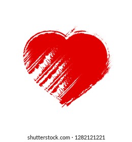 Heart brush vector isolated on white background. Trendy heart shape for web site, sticker, love logo, greeting card and label. Creative grunge design, modern concept. Vector illustration