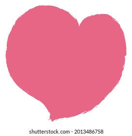 Heart in brushstroke style made with pink paint, isolated over white background.