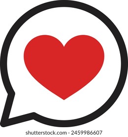 Icono de burbuja de corazón aislado sobre fondo blanco . Corazón en el icono de la burbuja del habla . Ilustración vectorial