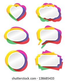 Heart, bubble and other banner vector illustration with colored border.