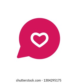 Heart & Bubble Speech Icon. Love Illustration As A Simple Vector Sign & Trendy Symbol for Design and Romantic Websites or Mobile App.