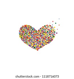 Heart from bubbles of color of a rainbow.  Flag colors of LGBT organization. Vector illustration.