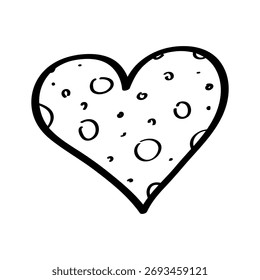 Heart with bubbles inside icon hand drawn. Vector illustration of a doodle heart. Isolated on a white background,