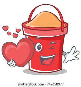 With heart bucket character cartoon style