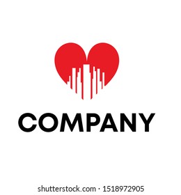 Heart with building logo concept