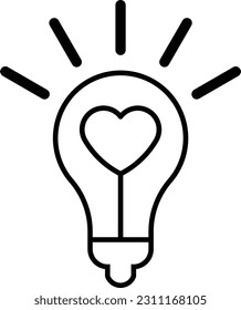 cerebro de la idea creativa de la bombilla del corazón Contorno