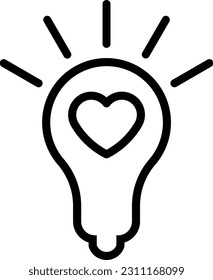 bombilla de luz de ideas creativas de la bombilla del corazón Contorno