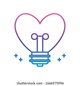 Icono de la bombilla sobre fondo blanco, estilo de línea degradada, ilustración vectorial
