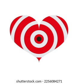 Heart with bullseye isolated on white background