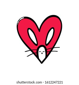 Heart with a bunny inside. Heart, Valentine's Day. Can be used as a postcard, poster, invitation card, design element, background, wallpaper, sticker, packaging.
