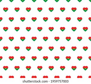 heart Burkina Faso flag seamless pattern.  Burkina Faso flag texture vector 