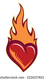 Heart burn vector graphic flaming heart symbol of love and passion logo and tattoo template heart shape with flames car sticker