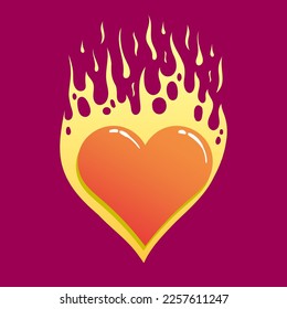 Heart Burning. Heart Burst In To Fire Icon Illustration Design. Onfire Love .eps
