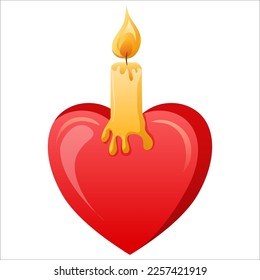 heart and a burning candle for the holiday, St. Valentine, love