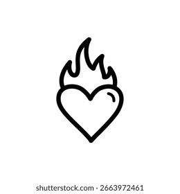 Corazón con fuego ardiente que representa pasión y emoción