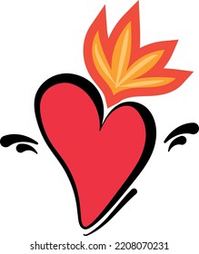  heart , burning heart, vintage heart, icon, tattoo, fire, love, illustration