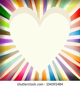 Heart burst background vector card