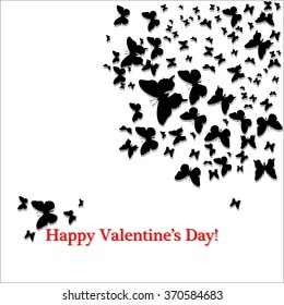 Heart of butterflies pattern on a white background for card acceptance in love, Valentine's Day Valentine's, invitation to a wedding, birthday. Beautiful summer, spring butterfly. Vector illustration
