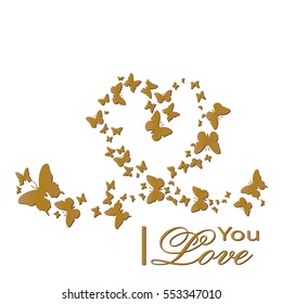 Heart of butterflies pattern on a white background for card acceptance in love, Valentine's Day Valentine's, invitation to a wedding, birthday. Beautiful summer, spring butterfly. Vector illustration