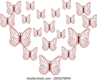 Heart of butterflies Romantic greeting card design. packaging