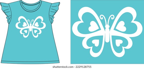 HEART AND BUTTERFLY t shirt graphic design vector illustration \