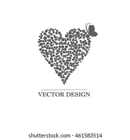 Heart with butterfly. Vector design