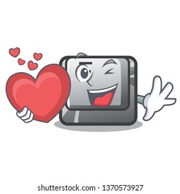 With heart button F installed on cartoon computer