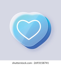 Ícone de vetor do efeito de vidraceiro do botão do coração. Botão de vidro transparente do símbolo do amor. Elemento UX da interface do usuário, software do usuário. Interface romântica de aplicativo ou Web