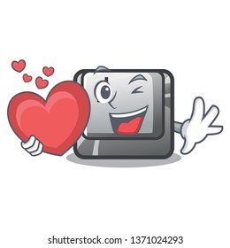 With heart button J on a computer character