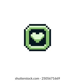 Heart button, love symbol icon like isolated pixel art vector illustration. Game assets 8-bit sprite. Design for stickers, web, mobile app.