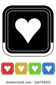 Heart button retro colors square