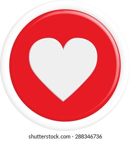 Heart button.The round shape. 3D. Vector illustration.