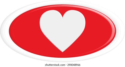 Heart button.The round shape. 3D. Vector illustration.