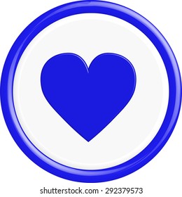 Heart button.The round shape. 3D. Vector illustration.