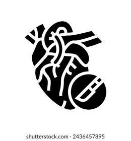 heart bypass surgery glyph icon vector. heart bypass surgery sign. isolated symbol illustration