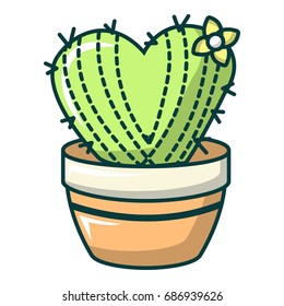Heart cactus icon. Cartoon illustration of heart cactus vector icon for web design