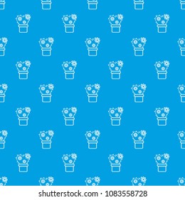 Heart cactus pattern vector seamless blue repeat for any use